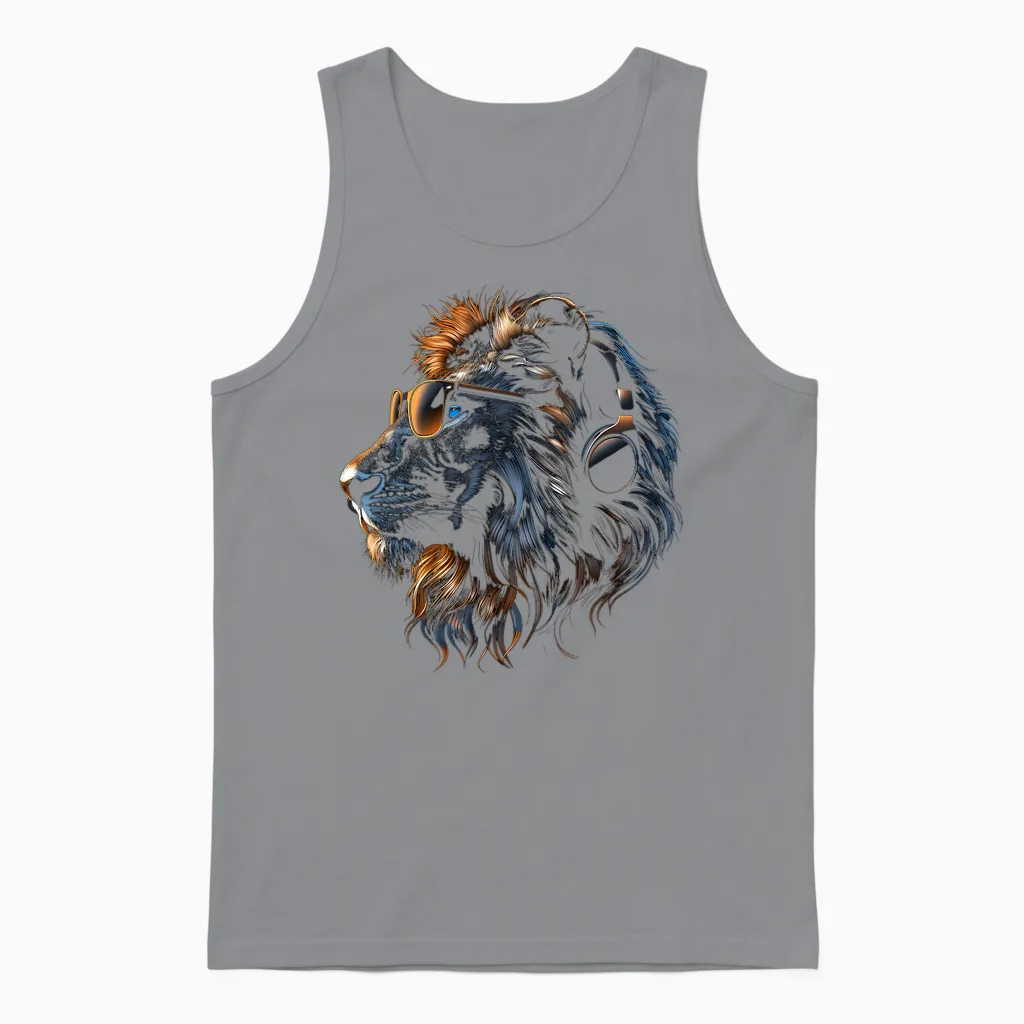 Drôle Lion Cat Safari Art Amoureux Des Animaux Unisex Tank Top in Sport Grey