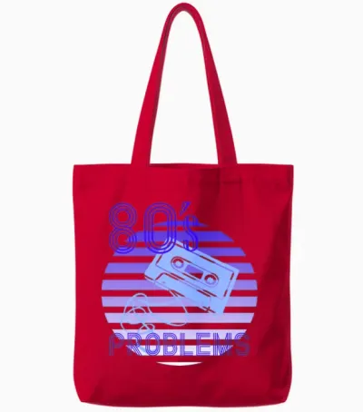 80s Retro Cassette Tote Bags - Red