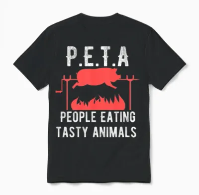 Funny P E T a People Eating Tasty Animals Design Unisex T-Shirt - Black