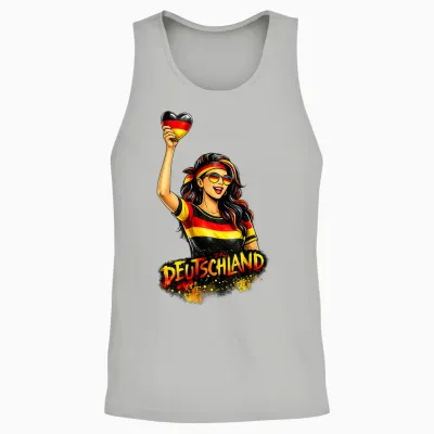 Deutschland T-Shirt Herz Deutsche Flagge Germany Unisex Tank Top - Ash