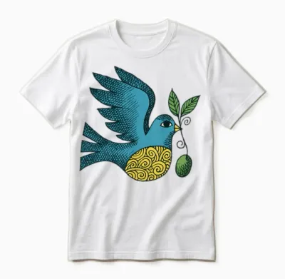 Retro Dove of Peace Unisex T-Shirt - White