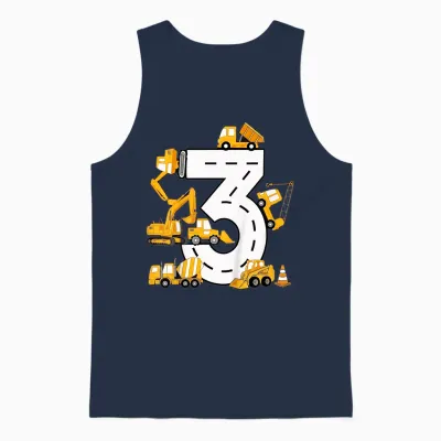 Kinder 3. Jahre Geburtstag Junge Baujunge 3 Jahre Alt Unisex Tank Top - Navy