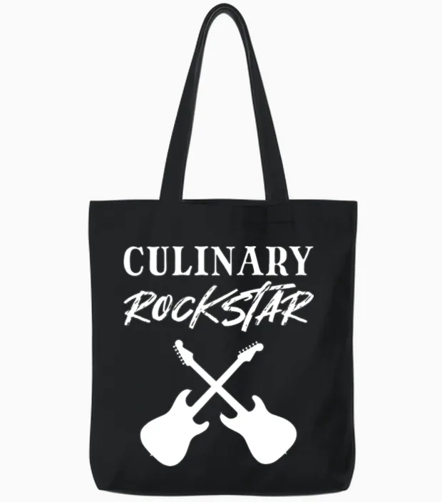 Culinary Rockstar Music Lover Gift Tote Bags in Black