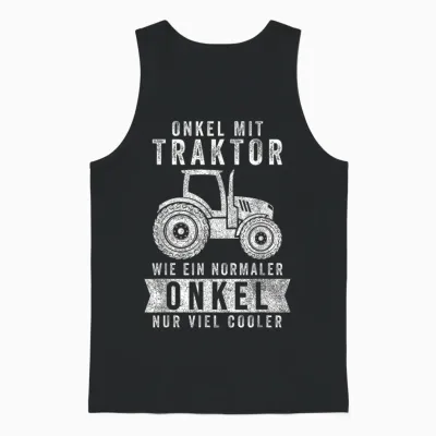 Men's Funny Father's Day T-Shirt Uncle Tractor Like Normal Uncle Unisex Tank Top - Black