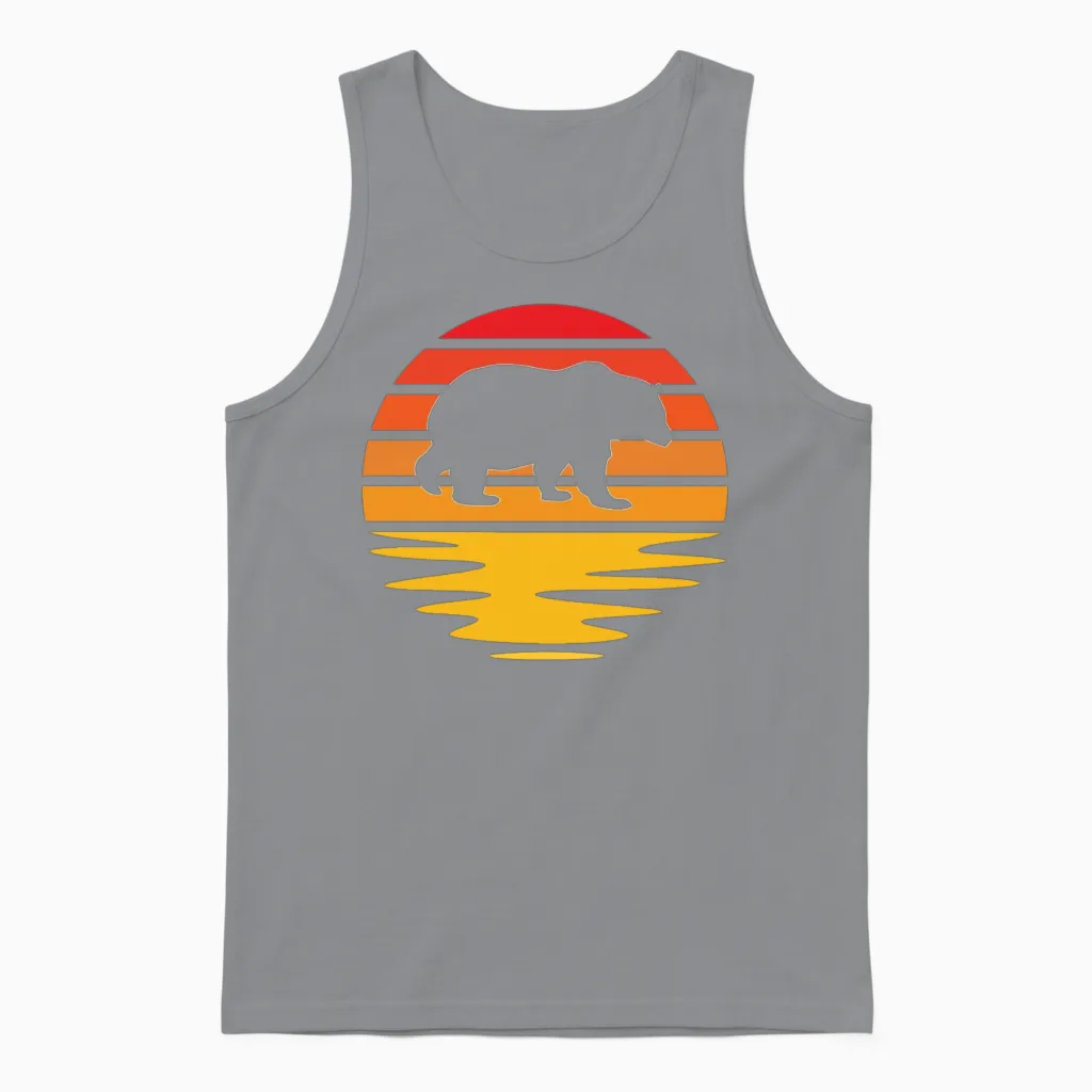 Bear Retro Wildlife Gift Unisex Tank Top in Sport Grey
