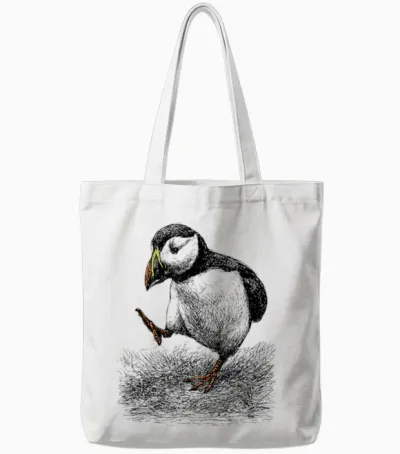 Puffin Vogel Vintage – Lustige Küste Meer Tierkunst Tote Bags - White