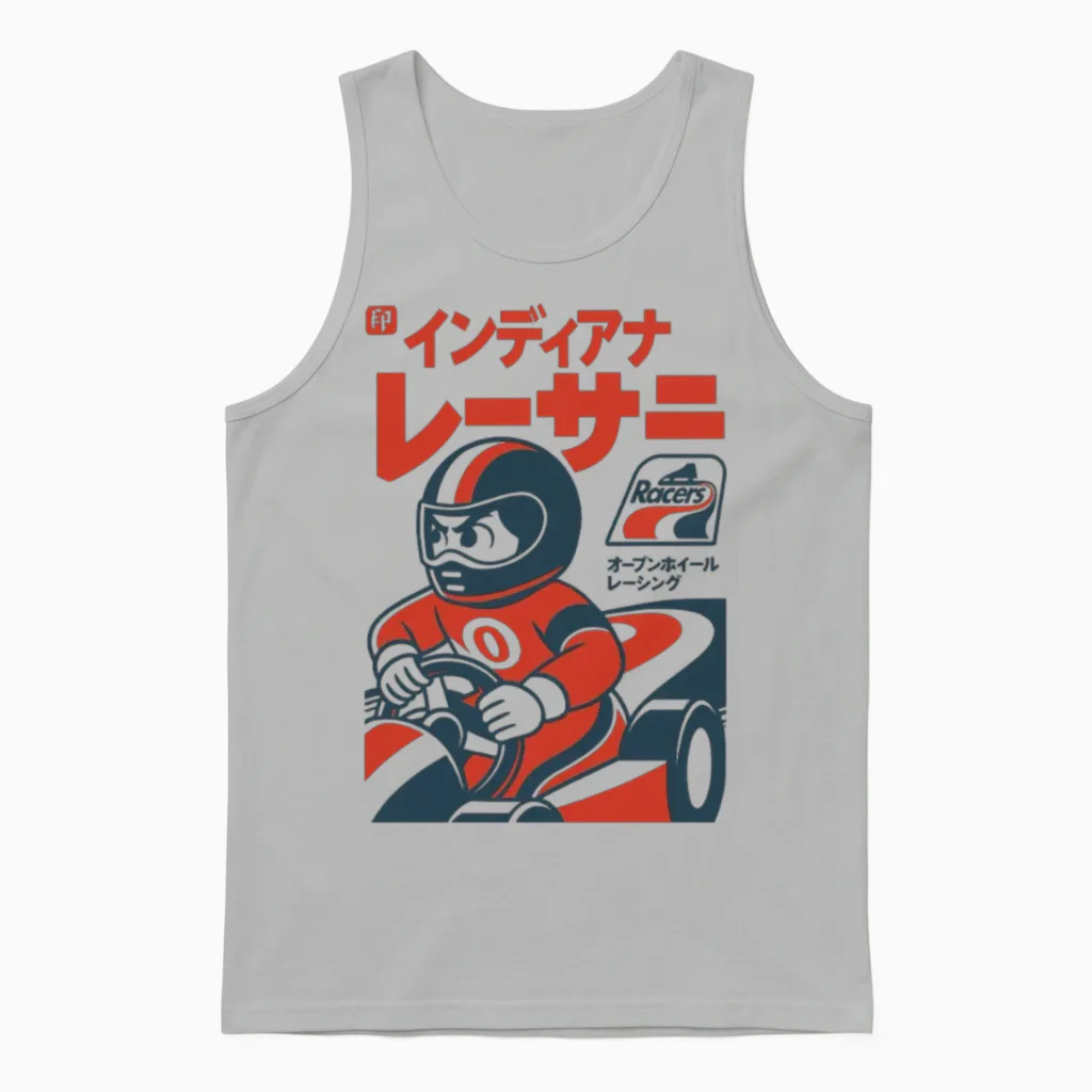 Defunct Japanese Style Indianapolis Racers Hockey Unisex Tank Top in Ash