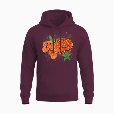 Girl Retro Taylor First Name Personalized Groovy 80's Unisex Hoodie - Maroon