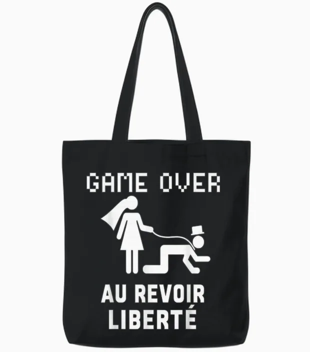 Funny Evg Goodbye Liberte Soiree Humour Tote Bags in Black