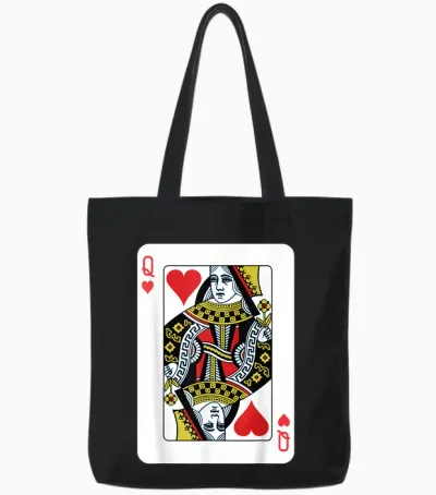 Queen of the Hearts Playing Card Poker Tote Bags - Black