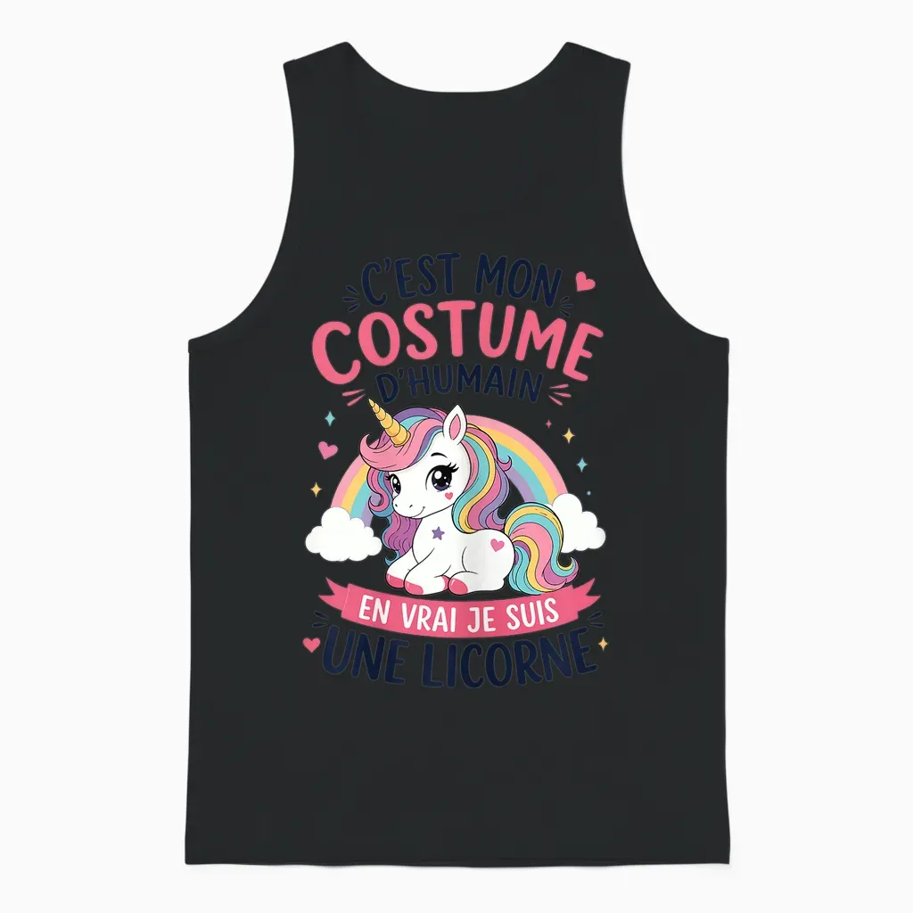 Licorne Costume D'humain En Vrai Je Suis Une Licorne Unisex Tank Top in Black