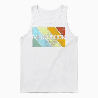 Meditation Retro Unisex Tank Top - White