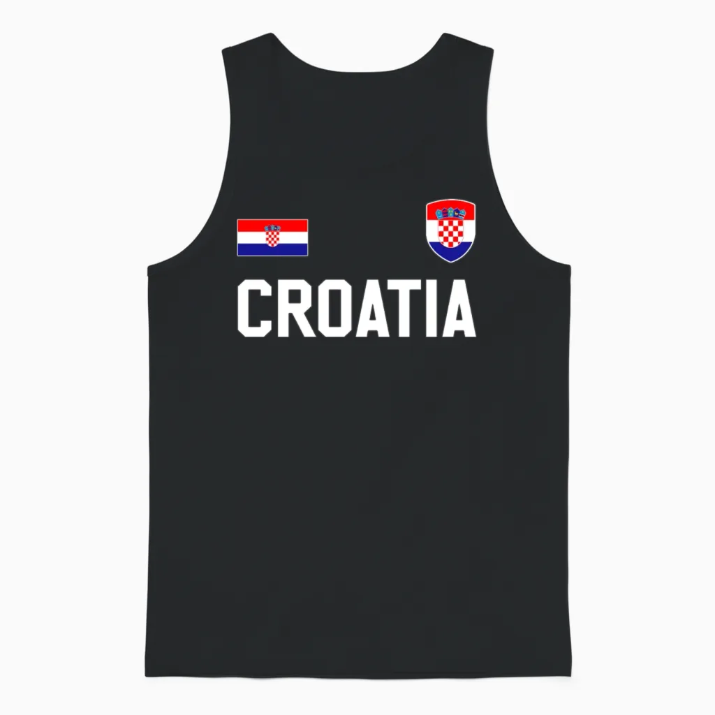 Croatia Unisex Tank Top in Black