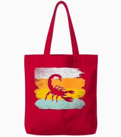 Scorpion Retro Tote Bags - Red