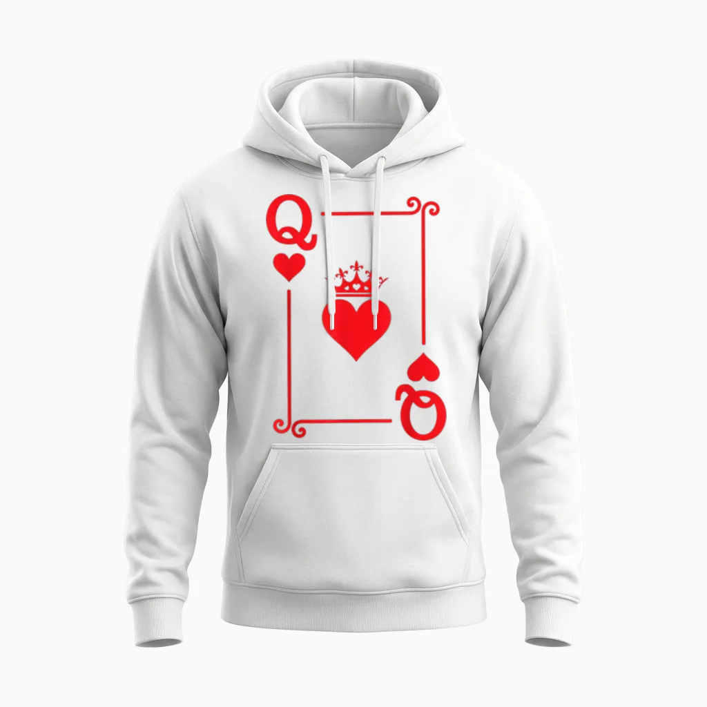 Queen Hearts Card Costume - Playing Cards - Queen of Hearts Unisex Hoodie in White