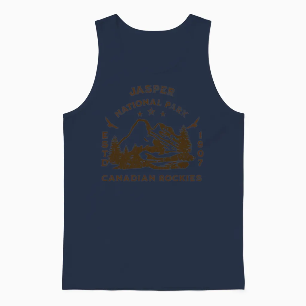 Jasper National Park Hiking & Outdoors Gift Unisex Tank Top in Navy