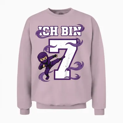 I Am 7 Ninja Birthday 7 Years Boy Karate Unisex Sweatshirt - Light Pink