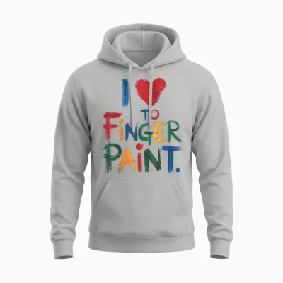I Heart Love to Finger Paint I'm Paint Cute Couple Valentine Unisex Hoodie - Ash