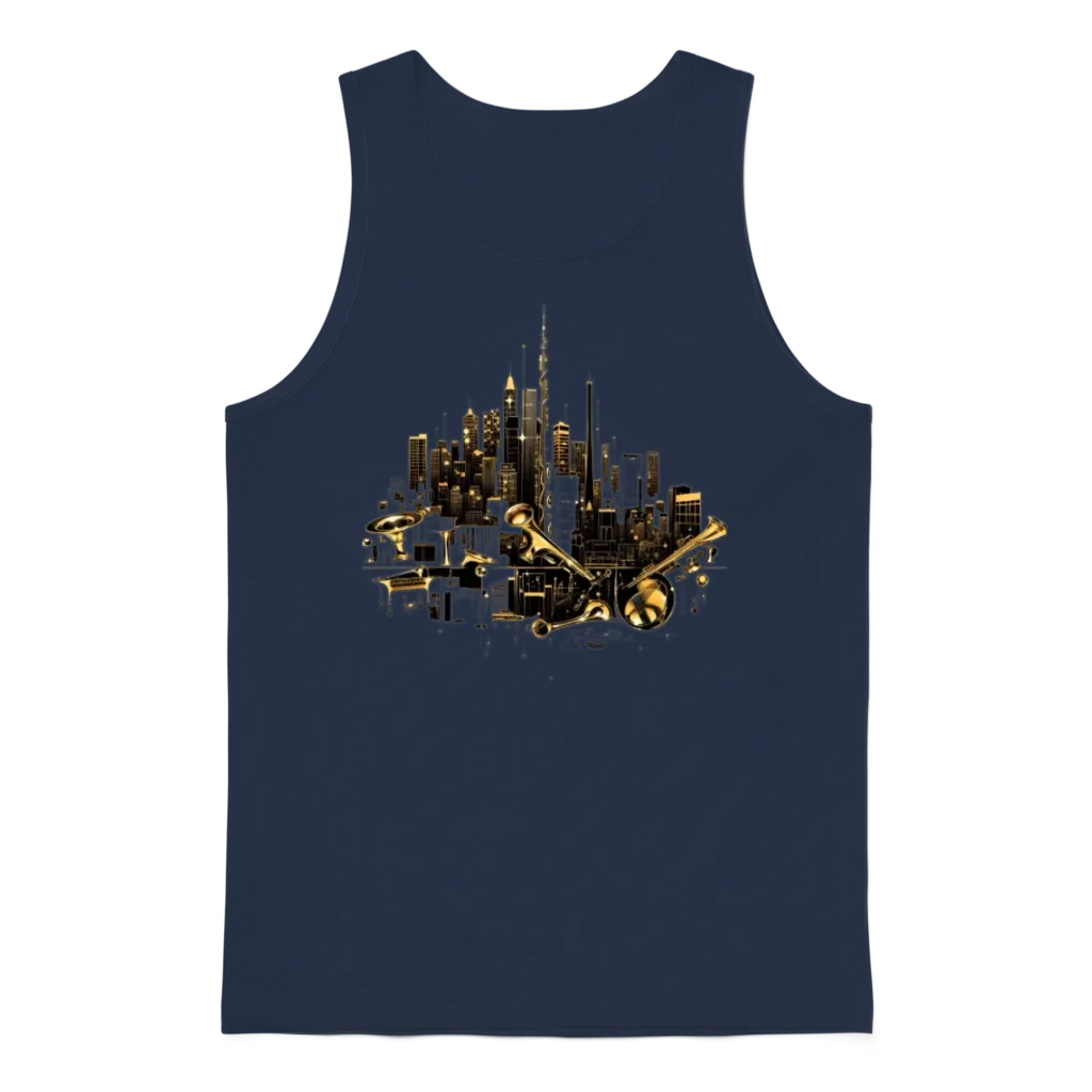 Music Musical Instrument City Skyline Musician Unisex Tank Top - Navy