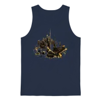 Music Musical Instrument City Skyline Musician Unisex Tank Top - Navy – 1
