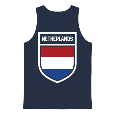 Netherlands - National Flag in the Coat of Arms Unisex Tank Top - Navy