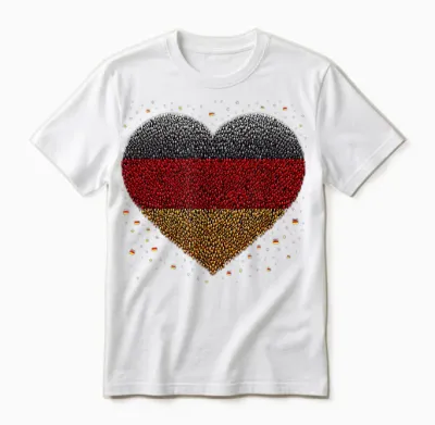 Deutsche Fan Deutschland Flagge Herz Kunst Unisex T-Shirt - White