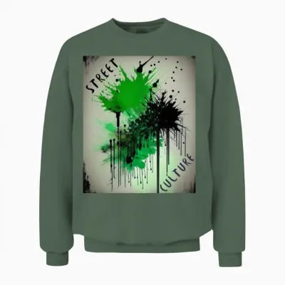 Street Culture Grunge Style Unisex Sweatshirt - Military Green