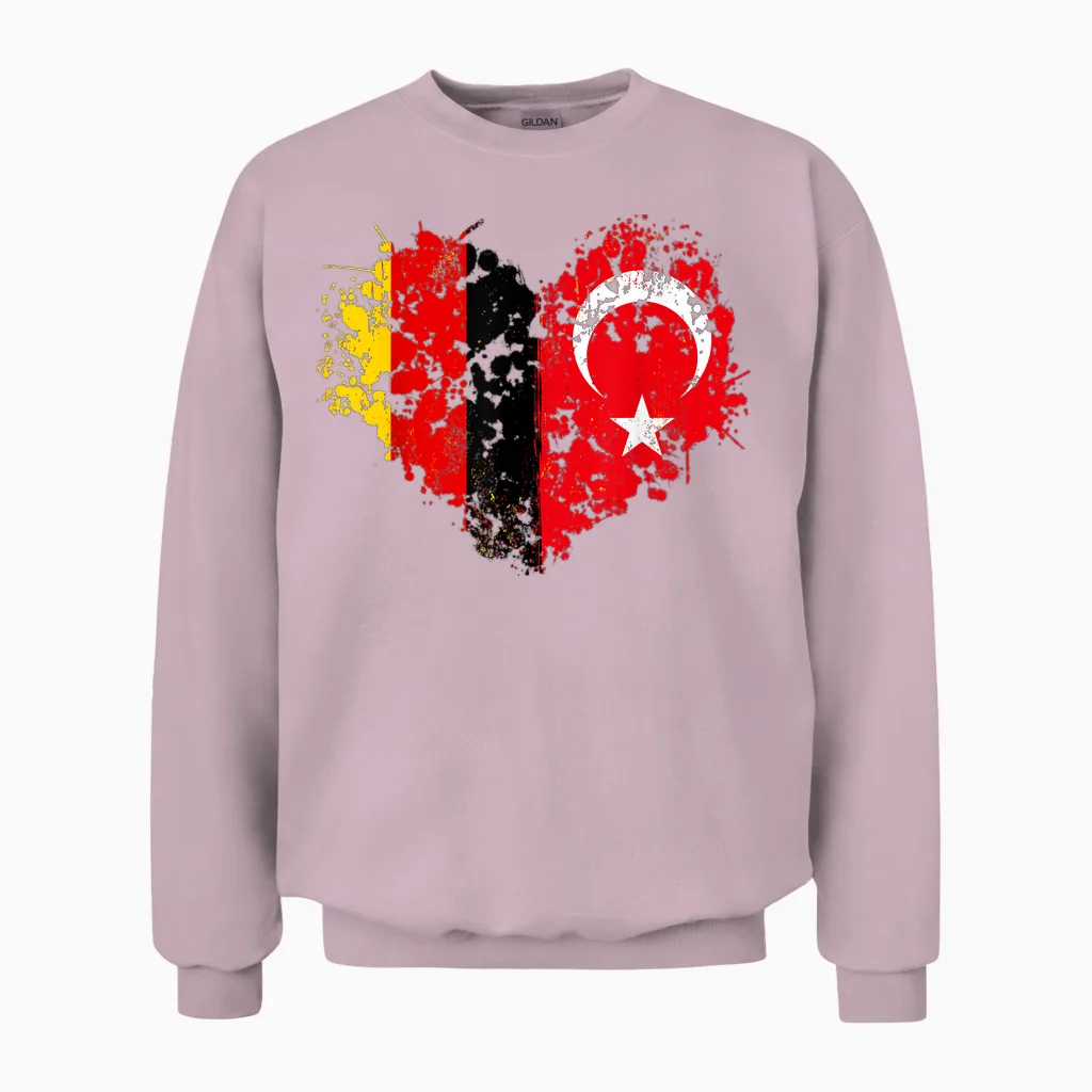 Türkische Flagge Outfit Ideen Für Kinder & Deutschland Türken Flagge Unisex Sweatshirt in Light Pink