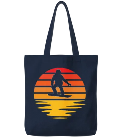 Snowboarding Retro Tote Bags - Navy