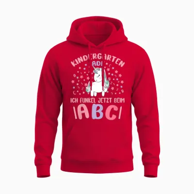 Kinder Bye Bye Kita Abgänger 2026 Mädchen Einhorn Absolventin Unisex Hoodie - Red