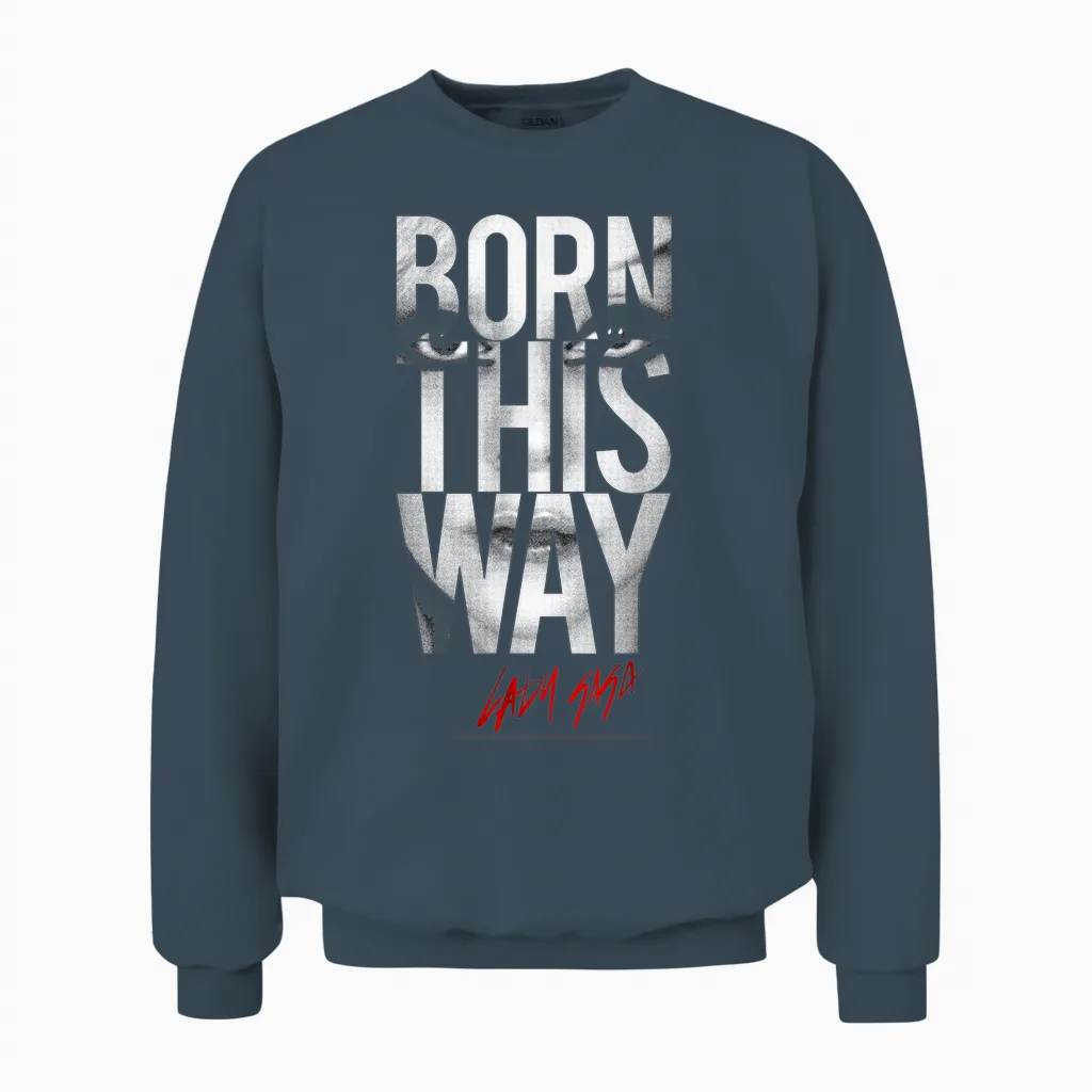 Lady Gaga Born This Way Text Music by Rock Off Unisex Sweatshirt in Dark Heather