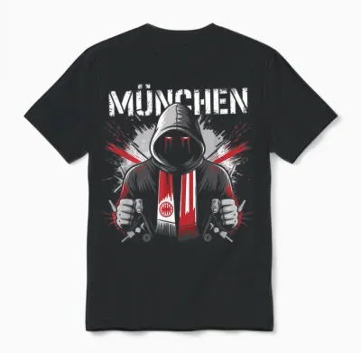 Munich Gift Men's Women's Munich Bayern Hooligan T-Shirt, Black Unisex T-Shirt - Black