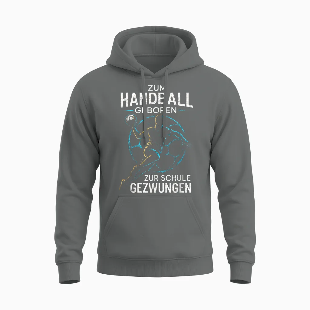 "zum Handball Geboren Zur Schule Gezwungen Unisex Hoodie in Graphite Heather