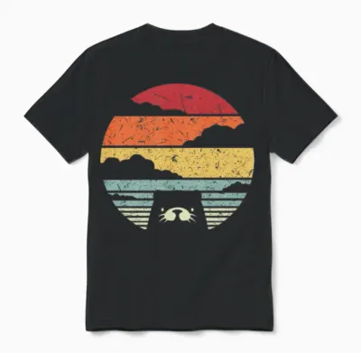 Otter Retro Vintage Unisex T-Shirt - Black