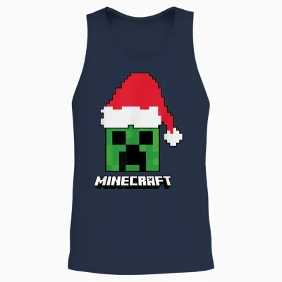 Minecraft Christmas Creeper Santa Unisex Tank Top - Navy