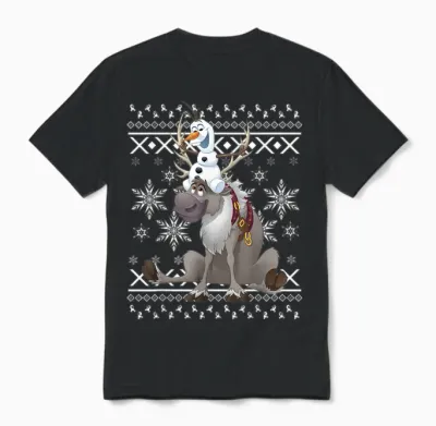 Disney Frozen Olaf Sven Riding Antler Unisex T-Shirt - Black