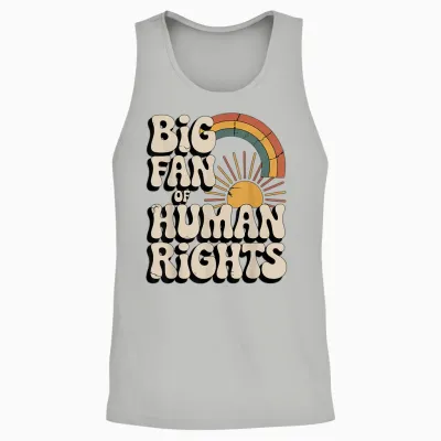Vintage Rainbow Is a Big Fan of Human Rights Unisex Tank Top - Ash