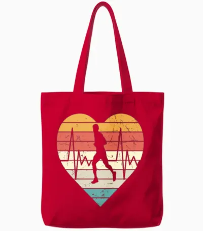 Running Logo Retro Tote Bags - Red