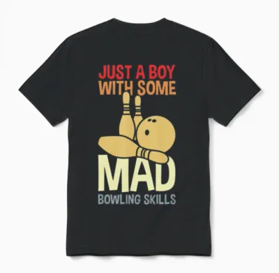 Funny Bowling Boy Unisex T-Shirt - Black