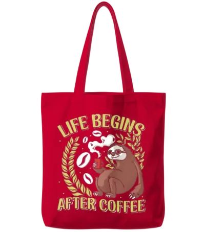 Office Colleague Life Begins After Coffee Tote Bags - Red