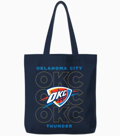 Nba – Oklahoma City Thunder Stacked City Logo Tote Bags - Navy