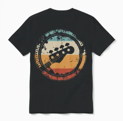 Vintage Bass Guitar Unisex T-Shirt - Black