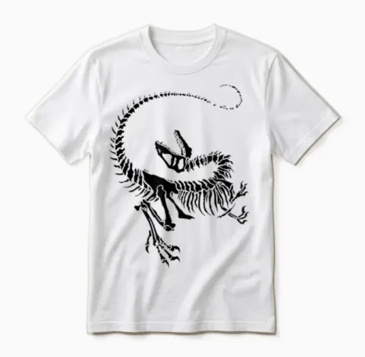 Velociraptor Dinosaure Fossile Squelette Paléontologie Unisex T-Shirt in White