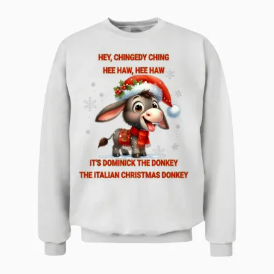 Funny Christmas Italian Christmas Donkey Dominick the Donkey Unisex Sweatshirt - White