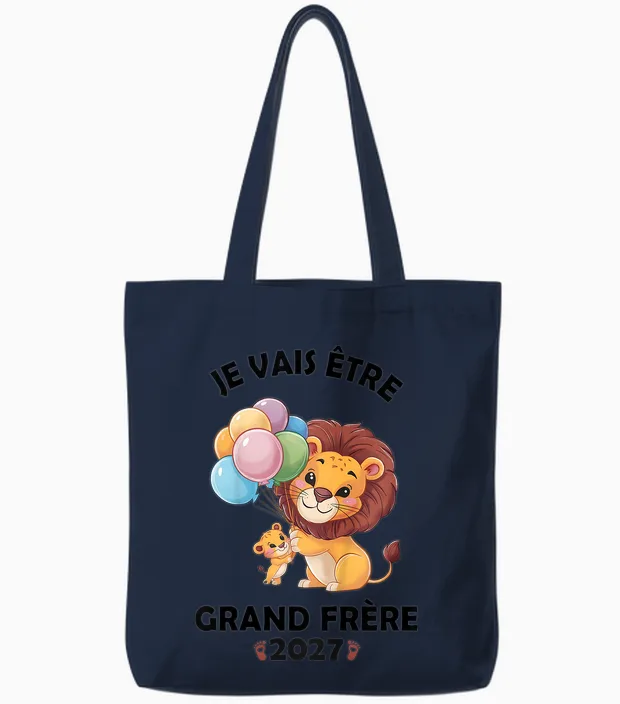 Enfant Futur Grand Frere 2027 Je Vais Etre Grand Frère Tote Bags in Navy