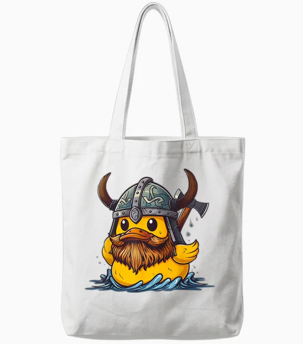 Rubber Duck Viking Duck Viking Helmet Vikings Rubber Duckie Tote Bags in White