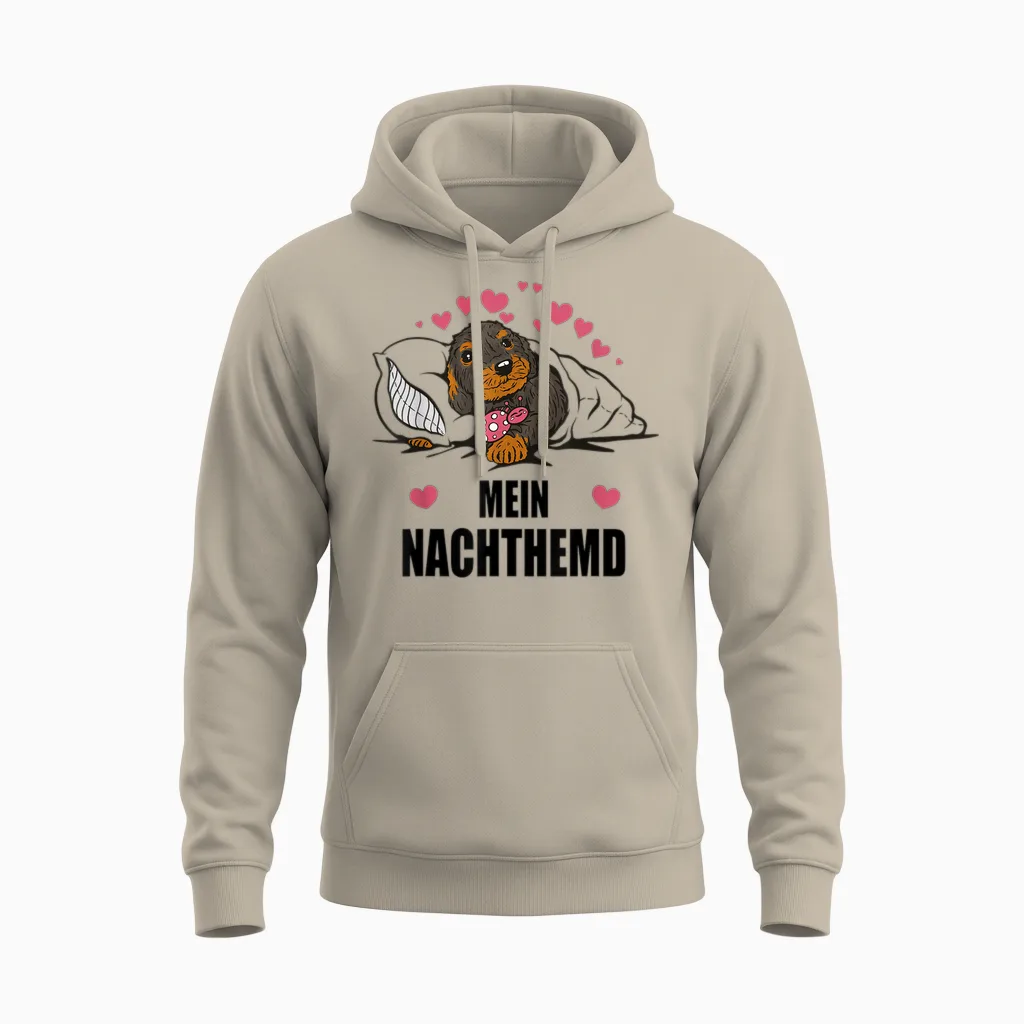 Süßes Nachthemd Mit Süßem Dackel Im Bett Unisex Hoodie in Sand