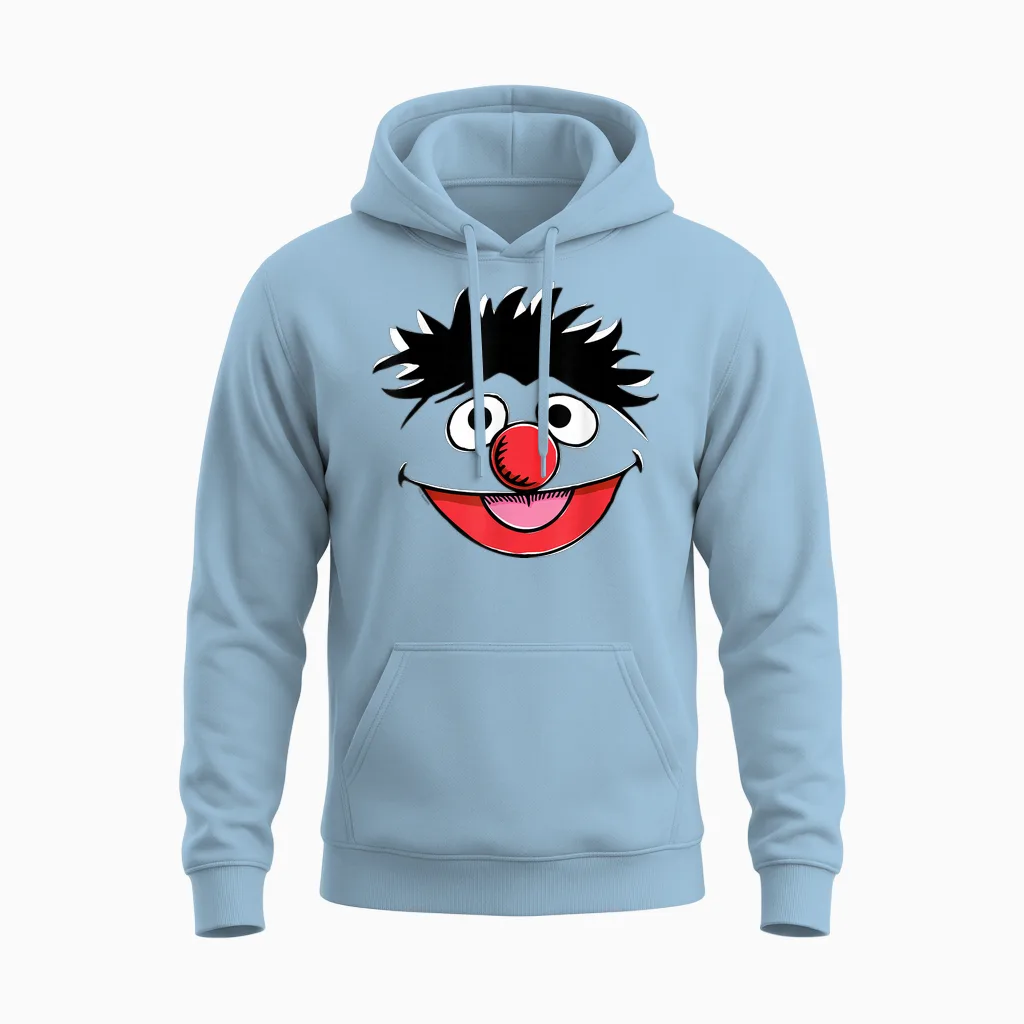 Sesame Street Ernie Retro Sketch Face Unisex Hoodie in Light Blue