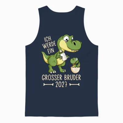 Kinder Geschwister Baby Dino Ich Werde Ein Großer Bruder 2027 Unisex Tank Top - Navy