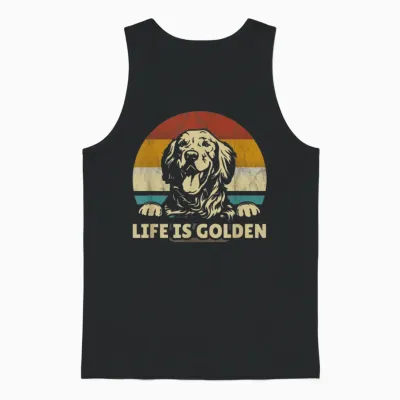 Golden Retriever Dog Life Is Golden Retro Vintage T-Shirt Small Unisex Tank Top - Black